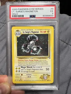 Pokemon Lt. Surge's Magneton Gym Heroes 8/132 Holo PSA 5 *FREE SHIPPING* - Image 1