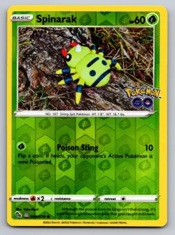Spinarak Reverse Holo Common Pokemon GO 006/078 NM - Image 1