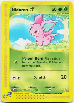 Nidoran M 96/147 Common Aquapolis Pokemon Near Mint - Image 1