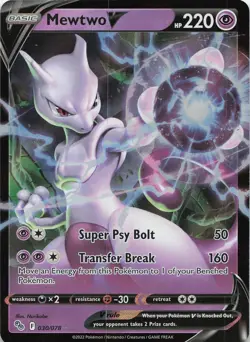 Mewtwo V 030/078 Holo V Rare Pokemon GO Pokemon Lightly Played - Image 1