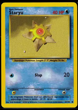 Staryu 65/102 Common Base Set Unlimited Pokemon Lightly Played - Image 1