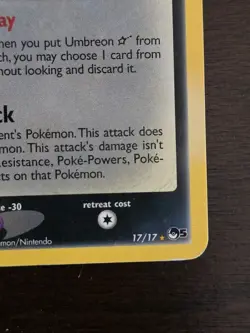 2007 Pokemon UMBREON GOLD STAR 17/17 Pop Series 5 - Image 2