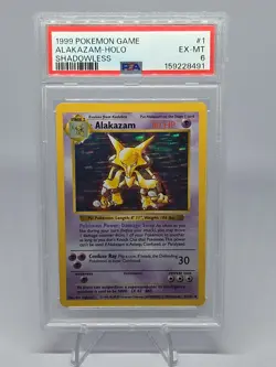 Pokemon Alakazam 001/102 Base Set Shadowless Holo Rare PSA 6 English - Image 1