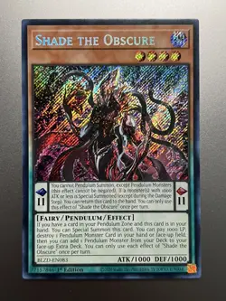 Yugioh - Shade The Obscure Secret Rare BLZD-EN083, Near Mint, 1st Edition - Image 1