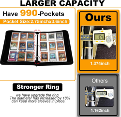 990+Pockets Trading Card Holder Binder with Zipper for Y-G-O Cards, MTG, TCG Car - Image 5