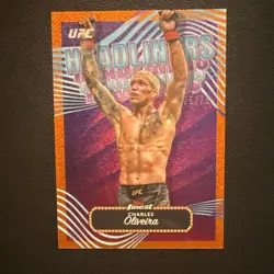 2024 Topps Finest UFC-Headliners Charles Oliveira #HDL-17 Tangerine Refractor/75 - Image 1