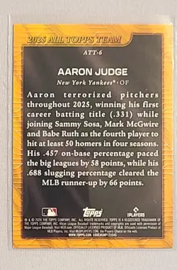 2026 Topps Series 1 Baseball Aaron Judge All Topps Team Yankees - Image 2