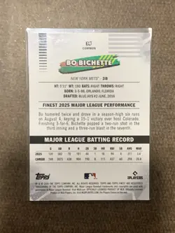 2026 Topps Finest Bo Bichette Common Purple Mini Diamonds /75 Mets - Image 3