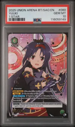 Union Arena TCG Yuuki 080 Alt Art Holo PSA 10 Gem Mint CCG SAO - Image 1