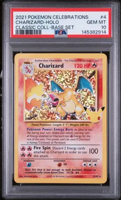 PSA 10 2021 POKEMON CELEBRATIONS CLASSIC COLLECTION #4 CHARIZARD-HOLO PSA 10 - Image 1