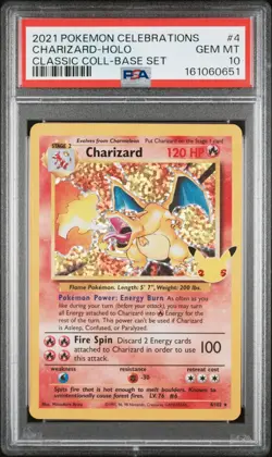 2021 Pokemon Celebrations Classic Collection #4 Charizard Holo PSA 10 - Image 1