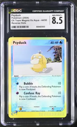 CGC 8.5 Psyduck 2004 EX Team Magma Vs Aqua 44/95 Reverse Holo Pokemon Card - Image 1