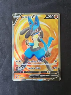 Lucario V SWSH213 Black Star Promo Full Art Holo Card NM Condition - Image 1
