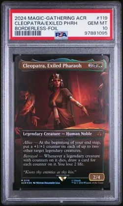 2024 MTG ASSASSIN'S CREED 119 CLEOPATRA, EXILED PHARAOH BORDERLESS FOIL PSA 10 - Image 1