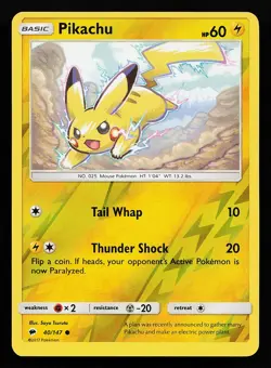 Pikachu 40/147 Reverse Holo Burning Shadows Pokemon Card - Image 1