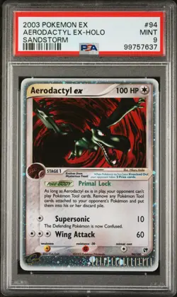 Pokemon Aerodactyl EX Sandstorm Holo Rare Card #94 - PSA 9 MINT - Image 1