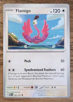 Flamigo 185/197 Error MisCut Top Bottom Card Pokemon Obsidian Flames Uncommon - Image 1