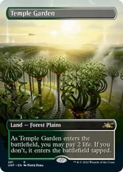 MTG English Temple Garden (Borderless) NM Foil Unfinity - Image 1