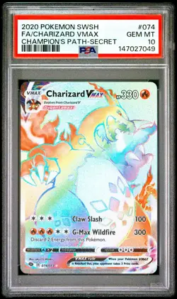 PSA 10 Gem Mint 2020 Pokemon Charizard VMAX 074/073 Secret Rare Champions Path - Image 1