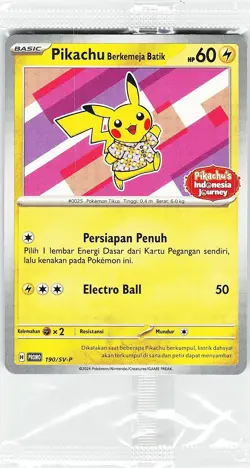 Pokemon Berkemeja Flower Promo Pikachu's Indonesia Journey Card 190/SV-P - Image 1