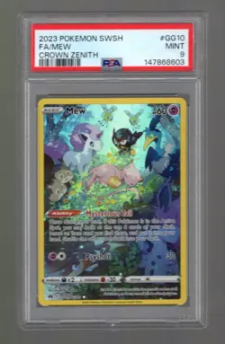 2023 POKEMON SWORD AND SHIELD CROWN ZENITH GG10 FULL ART/MEW PSA 9 - Image 1