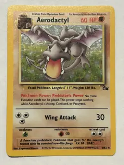 Pokemon TCG Aerodactyl Fossil Holo Card 1/62 Unlimited Rare - Image 1