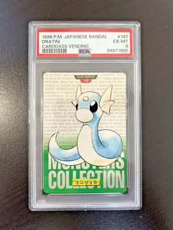 1996 Pocket Monsters Japanese Bandai Dratini #147 Cardass Vending PSA 6 EX-MT - Image 1