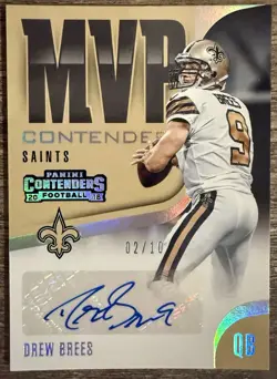 ‼DREW BREES‼ 2018 Panini Contenders MVP Gold Auto /10 - Image 1
