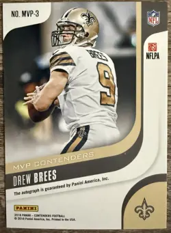 ‼DREW BREES‼ 2018 Panini Contenders MVP Gold Auto /10 - Image 2