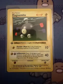 Magnemite 53/102 Base Set 1st Edition Shadowless NM Vintage Pokemon TCG Card - Image 1