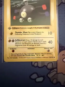 Magnemite 53/102 Base Set 1st Edition Shadowless NM Vintage Pokemon TCG Card - Image 3
