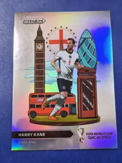 2022 Panini Prizm World Cup Qatar National Landmarks Harry Kane #9 England - Image 1