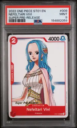 2022 ONE PIECE STARTER DECK ST01-SUPER PRE RELEASE #009 NEFELTARI VIVI PSA 9 - Image 1
