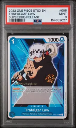 2022 One Piece Trafalgar Law ST03-008 Super Pre-Release Pre Release PSA 9 - Image 1