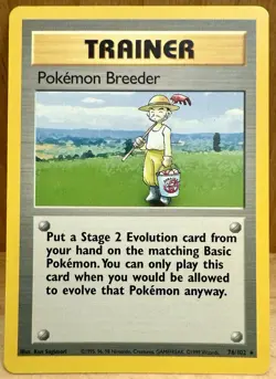 Pokemon Breeder Pokemon TCG Base Set Trainer Card 76/102 Unlimited Rare LP - Image 1