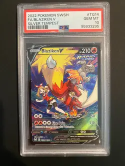 Pokemon Blaziken V TG14/TG30 Silver Tempest Trainer Gallery Full Art PSA 10 - Image 1