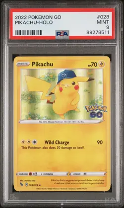 2022 Pokemon GO TCG Pikachu #028 PSA 9 Graded Card - Image 1
