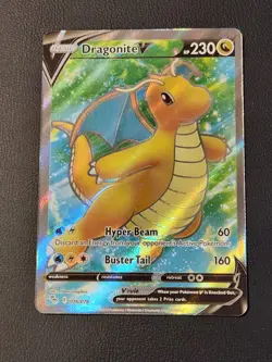 Pokemon Go Dragonite v Full Art Ultra Rare Holo Card 076/078 2022 NM Condition - Image 1