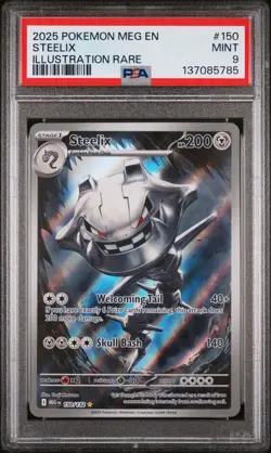 2025 POKEMON MEG EN-MEGA EVOLUTION ILLUSTRATION RARE #150 STEELIX PSA 9 - Image 1