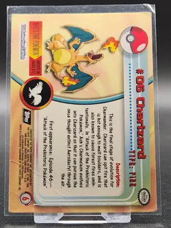 Pokemon Card - Charizard #6 - Pokemon Topps Series 1 - Black Logo - DMG - Image 2