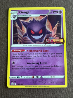 Pokemon Gengar Lost Origin Staff Prerelease Holo Rare Promo SWSH241 NM - Image 1