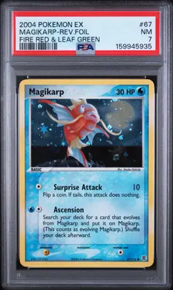 Pokemon Magikarp 67/112 FireRed & LeafGreen 2004 Reverse Holo PSA 7 - Image 1