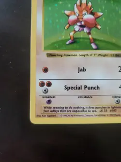 Pokemon Hitmonchan 7/102 Base Set Unlimited Holo Rare Shadowless - Image 5