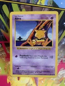 Pokemon Abra Base Set Shadowless Unlimited Regular 043/102 Common 30 HP English - Image 1