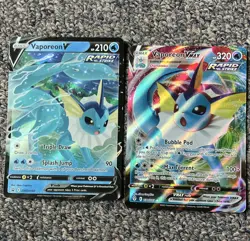 Pokemon TCG Vaporeon V & Vaporeon VMAX Holo Lot 2 English SWSH150 030/203 - Image 1