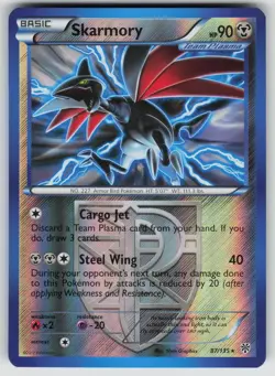 Skarmory 87/135 Rare Plasma Storm Pokemon Reverse Holo Near Mint - Image 1