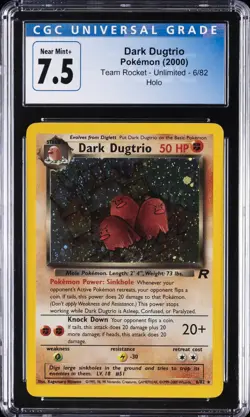 2000 POKEMON TEAM ROCKET - UNLIMITED - HOLO #6/82 DARK DUGTRIO CGC 7.5 - Image 1