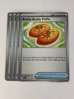 Pokemon TCG Temporal Forces 4x Playset Buddy Buddy Poffin 144/162 Near Mint - Image 1