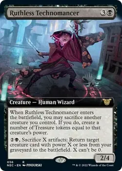 MTG RUTHLESS TECHNOMANCER EXTENDED ART Kamigawa Neon Dynasty NM - Image 1
