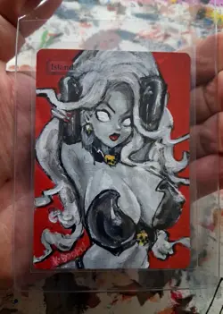 Altered Mtg Hand Painted Latex Bikini Island Girl Lady Death One Of A Kind Anime - Image 2